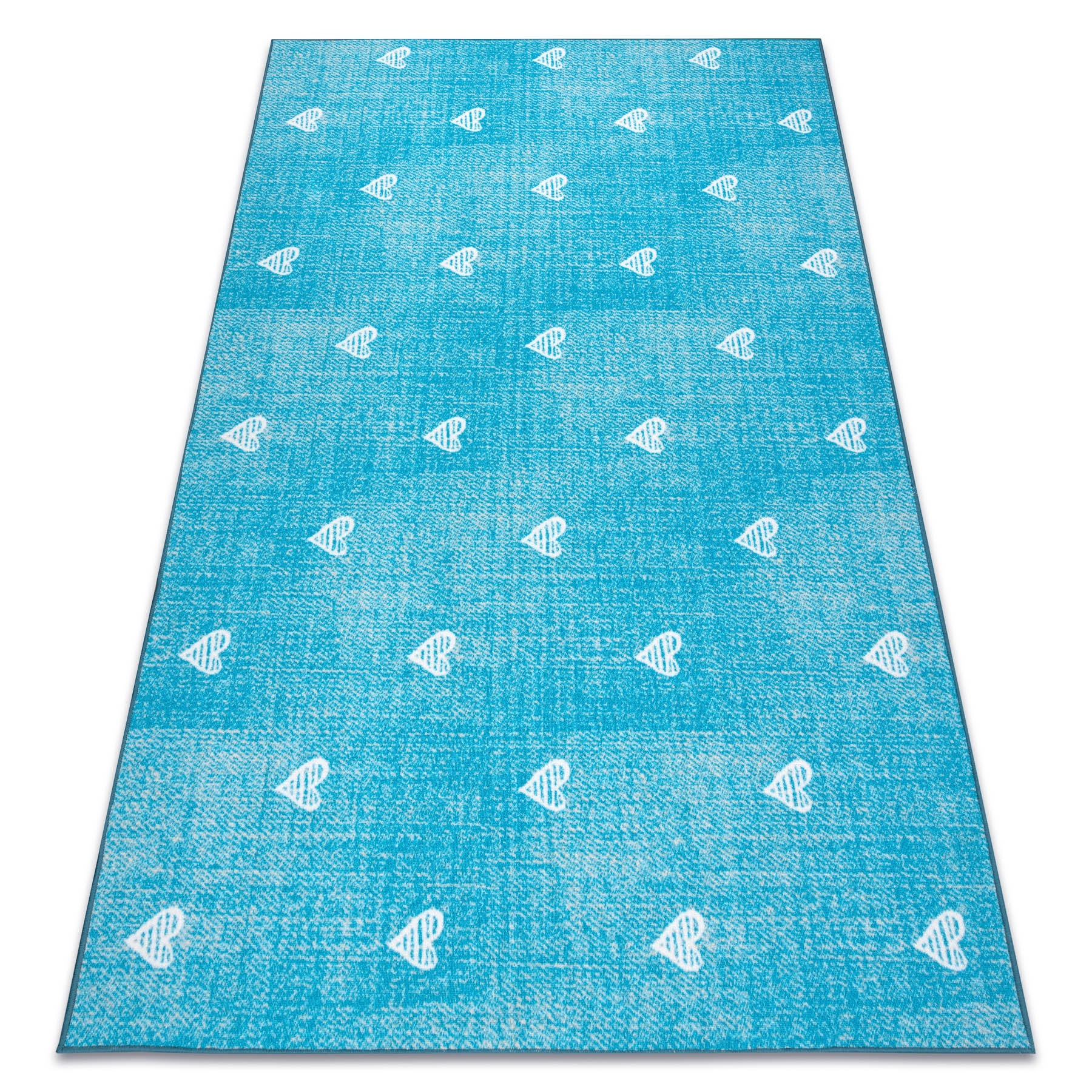 Dywan dla dzieci HEARTS Jeans przecierany serca, serduszka, dziecięcy - turkus 300x350 cm