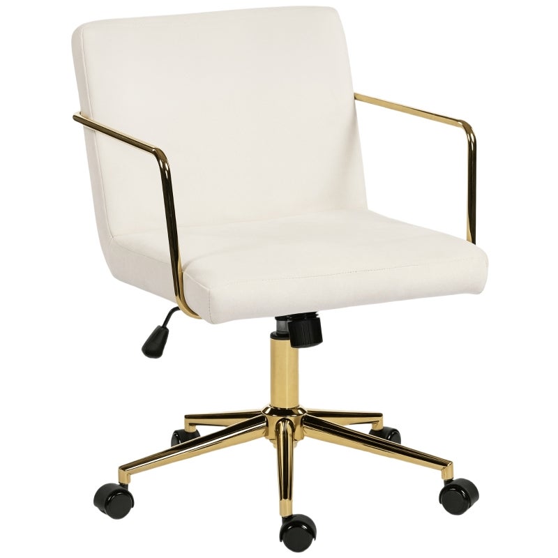 Ergonomiczne krzesło biurowe obrotowe 64 x 57 x 90 cm, z obrotem 360°, biały, poliester oraz tkanina