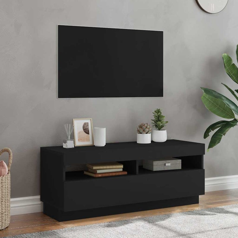 Szafka pod TV z oświetleniem LED, czarna, 100x35x40 cm vidaXL