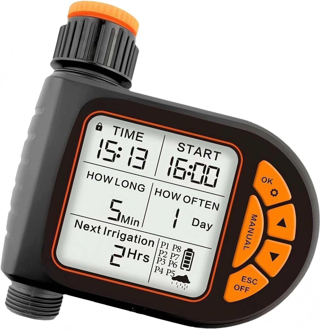 Inteligentny timer ogrodowy z dużym ekranem LCD do automatycznego podlewania