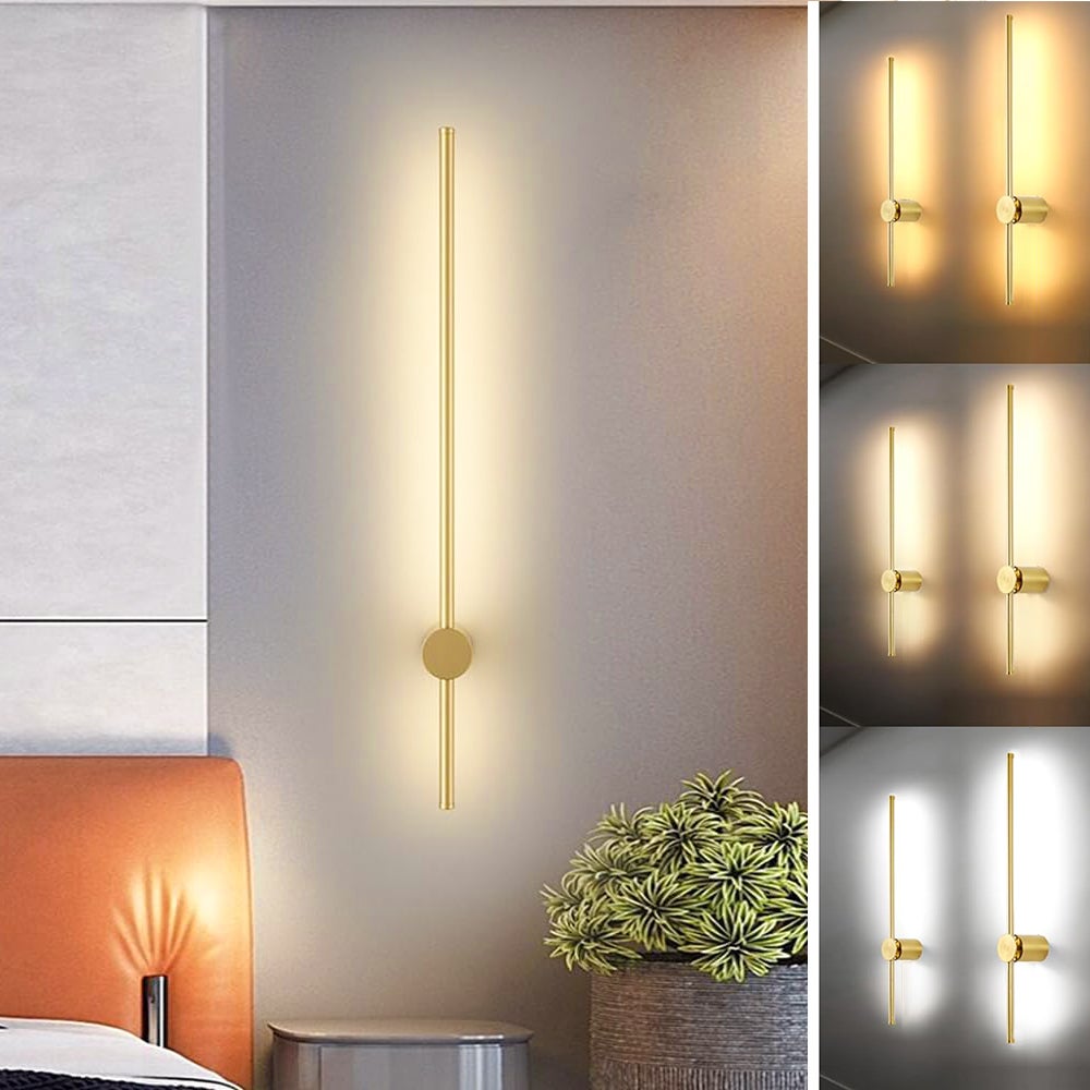 Lampa ścienna LED 60 cm, obrotowa lampka nocna 350°, dekoracyjne oświetlenie wewnętrzne, 3 regulowane temperatury barwowe, złota
