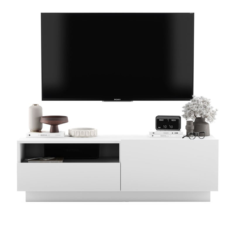 Szafka RTV Loft 120 cm biały mat, komoda RTV z szufladą pod telewizor do salonu