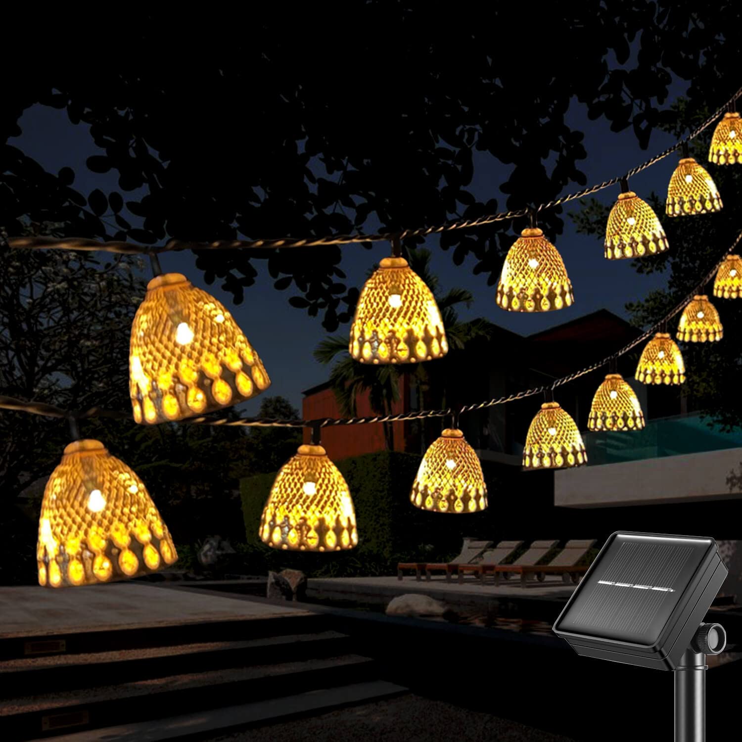 Solarna lampka choinkowa 3 m - 20 LED, lampion solarny, lampki girlandowe do dekoracji ogrodu na Boże Narodzenie