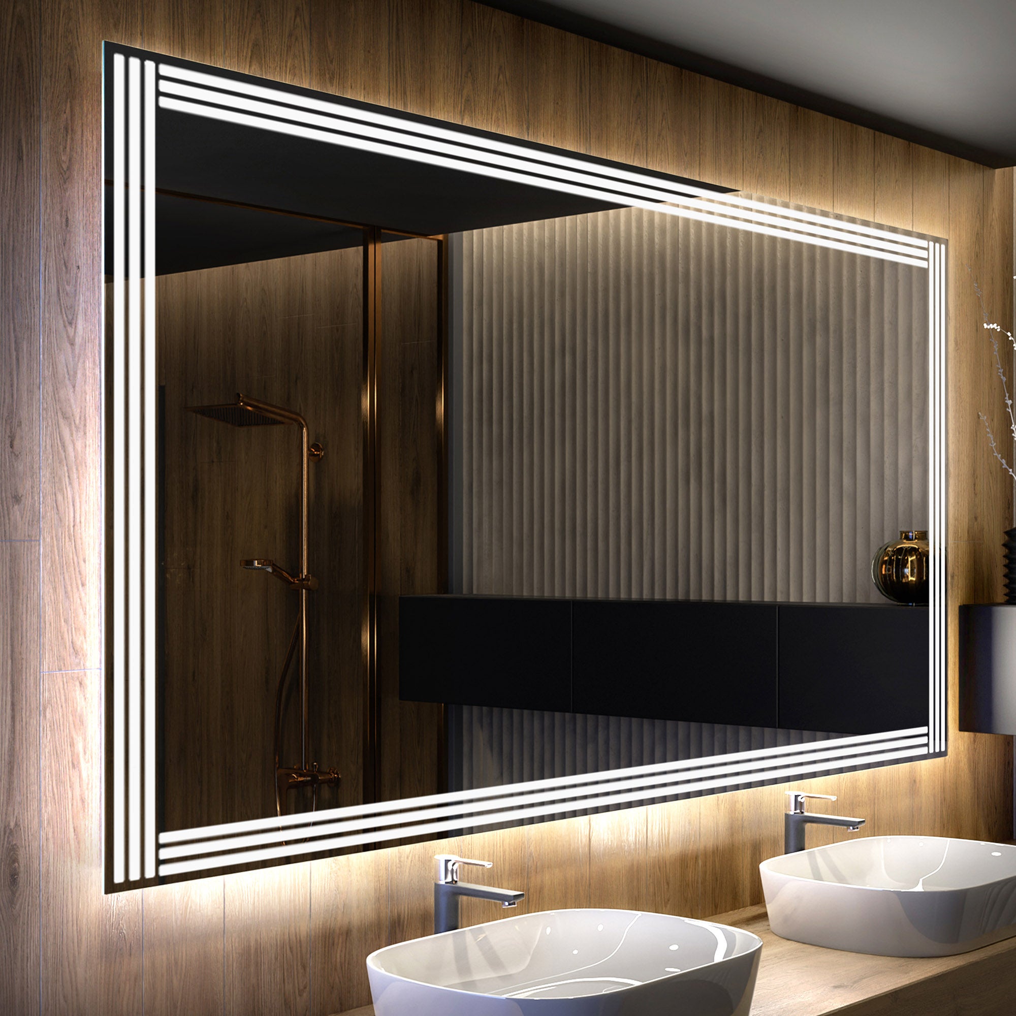 Lustro z podświetleniem LED do łazienki (190x50 cm) Jasne lustro LED z chłodnym białym oświetleniem