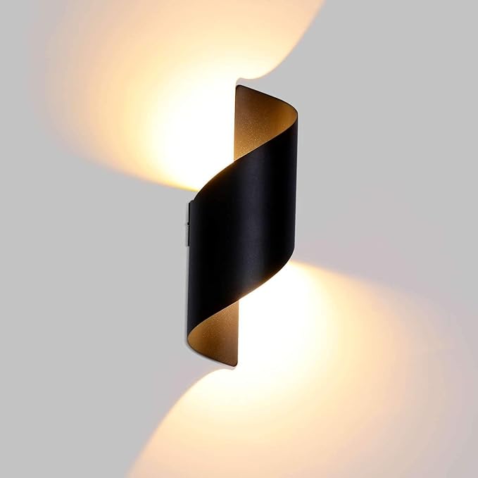 (Noir) LED Kinkiet Zewnętrzny Wodoodporny Nowoczesny Aluminiowy Kinkiet Zewnętrzny Oświetlenie Zewnętrzne na Dziedziniec Ogród Taras Blisko Ściany C