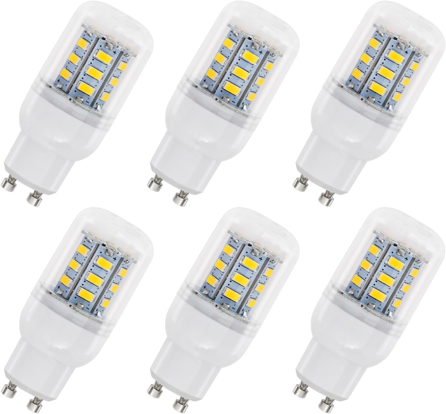 6 sztuk żarówek LED GU10 Corn, 2 W, 220 V, 300 lm, zimna biel, 6500 K, nieściemnialne, odpowiednik halogenu 20 W, 24 żarówki LED SMD 5730 GU10 Corn do