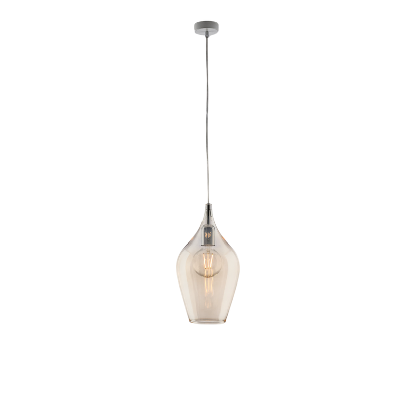 Sospensione in ferro con vetro ambra pyrex 1 luce H.42 - MAX 142 - Ø20