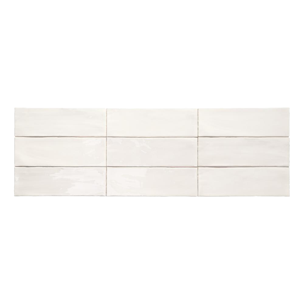 Kolekcja Tabarca Biała Matowa 7,5x23 cm. Błyszcząca płytka z efektem Zellige.