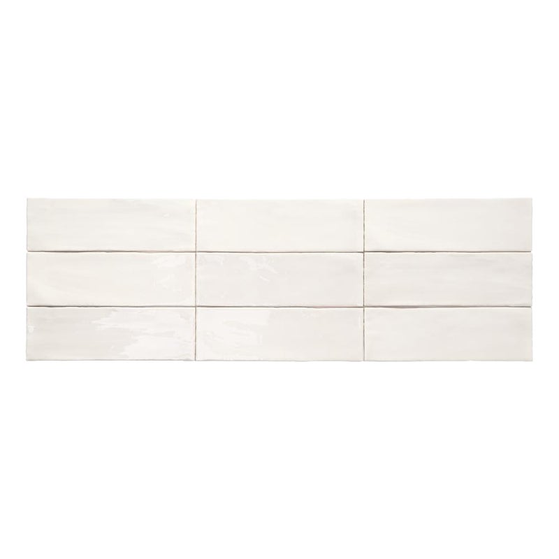 Kolekcja Tabarca Biała Matowa 7,5x23 cm. Błyszcząca płytka z efektem Zellige.
