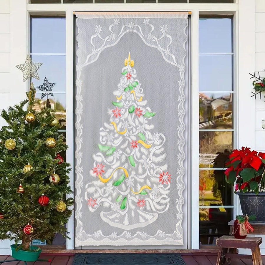 Zasłony koronkowe świąteczne 200×100 cm, dekoracje na domowe przyjęcia, zasłony, tkanina na drzwi