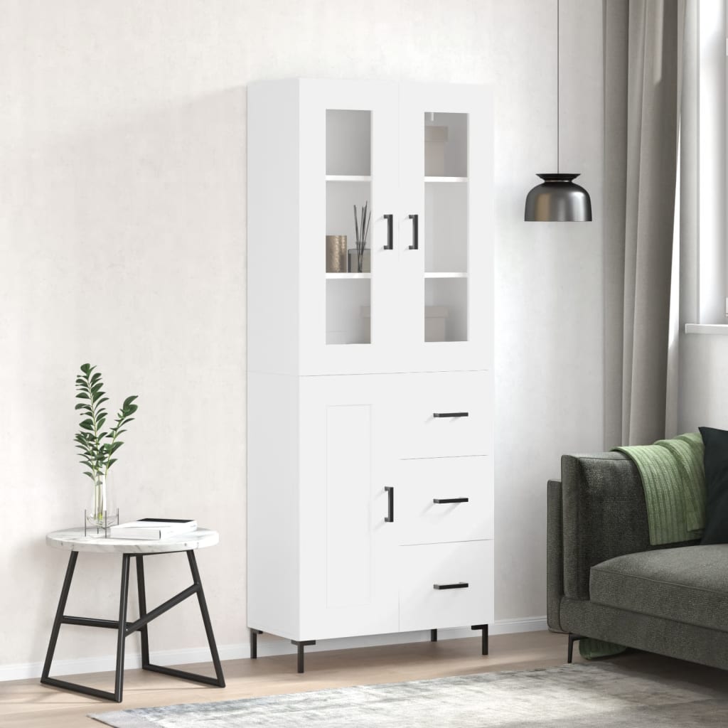 vidaXL Witrynka, biała, 69,5x34x180 cm, materiał drewnopochodny