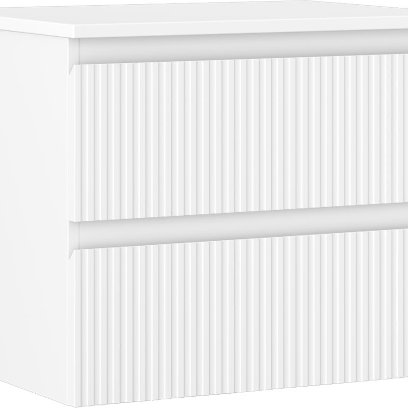 Mexen Rivel szafka łazienkowa podumywalkowa 60 cm z blatem, 2 szuflady, ryflowana , biała mat - 91A20-06047-2-BFFC01