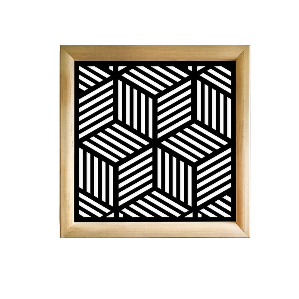 CUBIC - Kwadratowe moduły dekoracyjne z drewna i PVC - Rozmiar 48x48 cm - Grubość 47 mm - Kolor wewnętrzny CZARNY