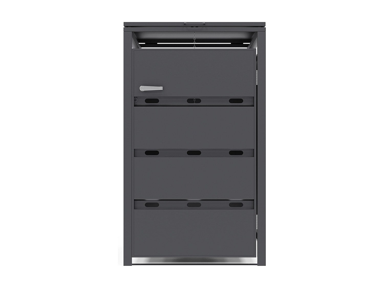 Osłona na śmietnik ze stali ocynkowanej w kolorze antracytowym - 0,6 mm - 1 kosz 240L - S68 x G80 x W116 cm - LOKAFA