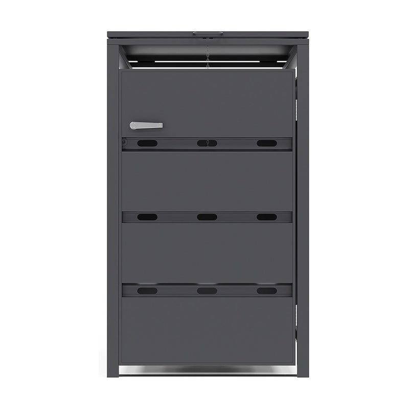 Osłona na śmietnik ze stali ocynkowanej w kolorze antracytowym - 0,6 mm - 1 kosz 240L - S68 x G80 x W116 cm - LOKAFA