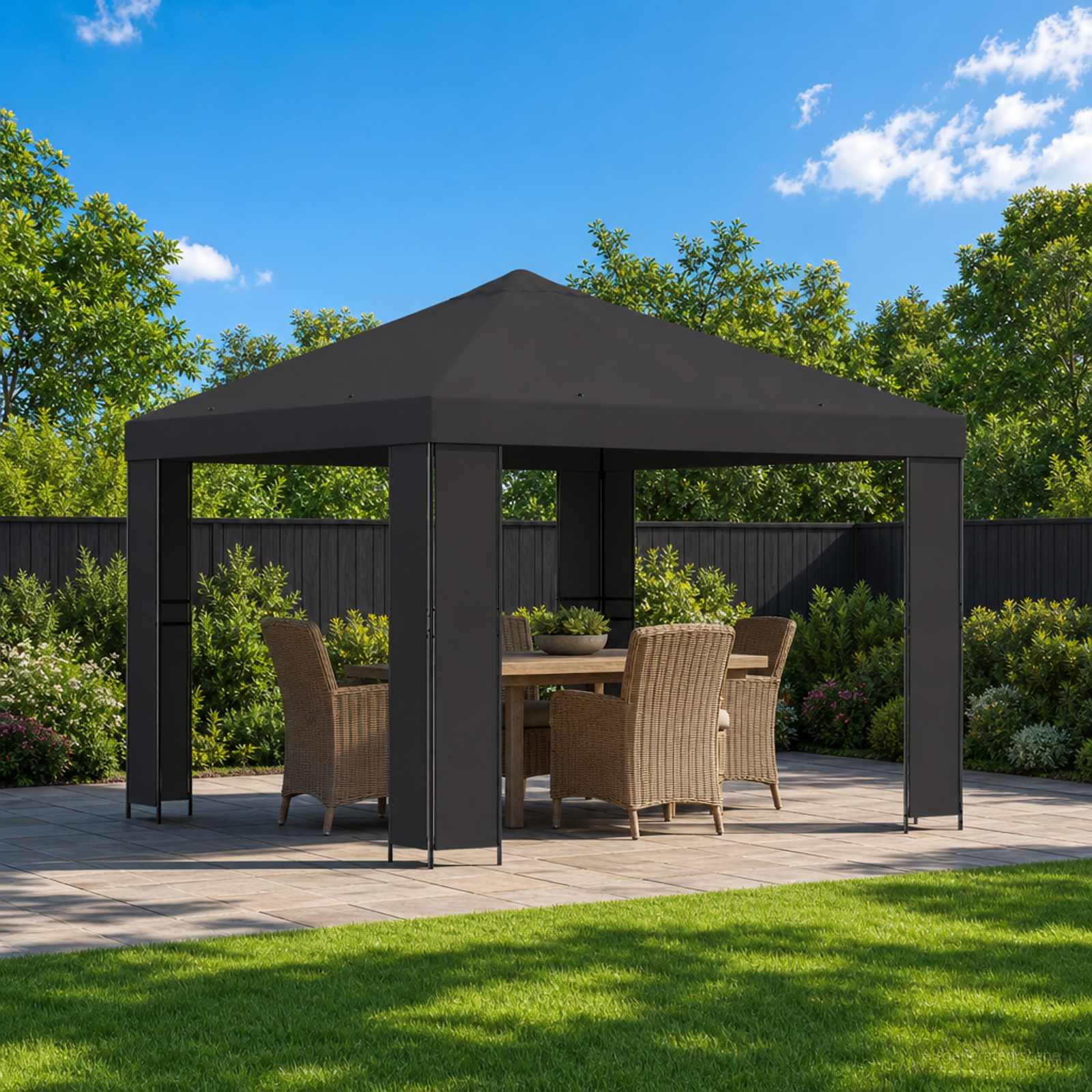 Altana 3 x 3 m antracytowy Poliester i Stal 190 gsm vidaXL