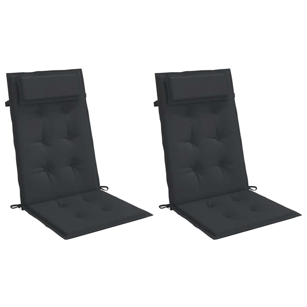 2x Poduszka Ogrodowa na Krzesło z Wysokim Oparciem Czarna 120x50x3 cm