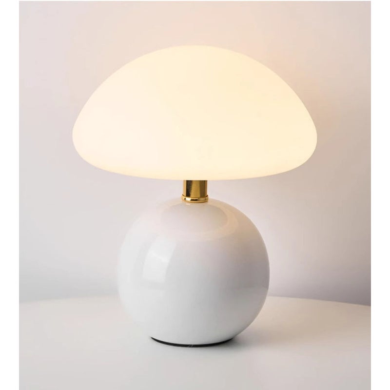 Nowoczesna mini lampa stołowa grzybek, lampa stołowa grzybek z wtyczką USB, trójkolorowe ciągłe ściemnianie, biała, 22*12*20 cm