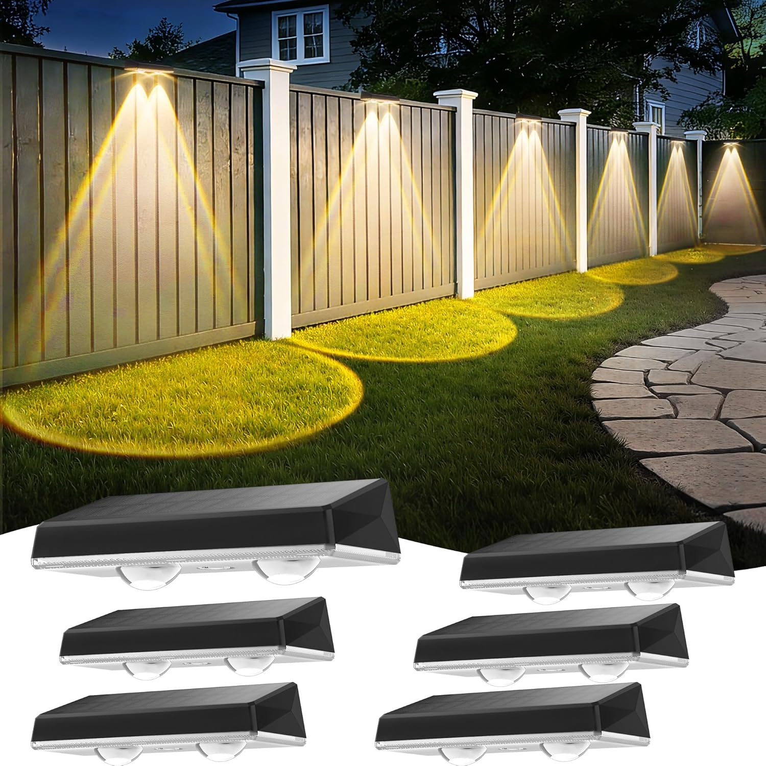 (6) Wodoodporna lampa ścienna zewnętrzna z zasilaniem solarnym IP65, ciepła biała lampa solarna zewnętrzna, mocna lampa solarna zewnętrzna odpowiedni
