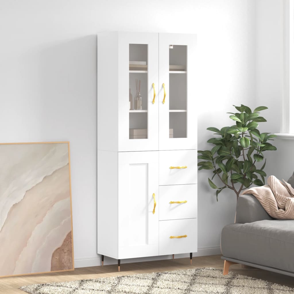 vidaXL Witrynka, biała, 69,5x34x180 cm, materiał drewnopochodny