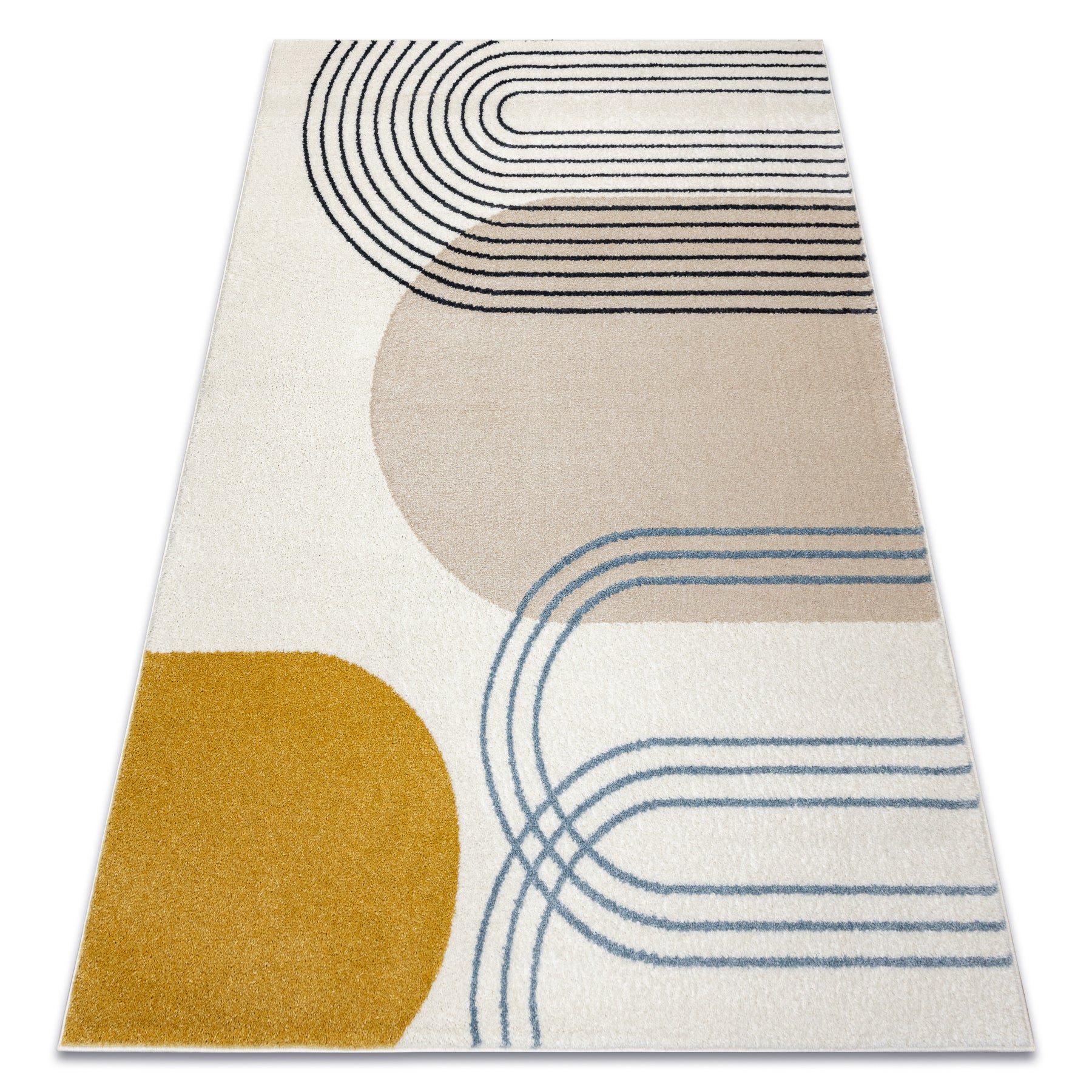 Dywan FUSION 7157 biały / złoty - Geometryczny, nowoczesny, abstrakcyjny 80x150 cm