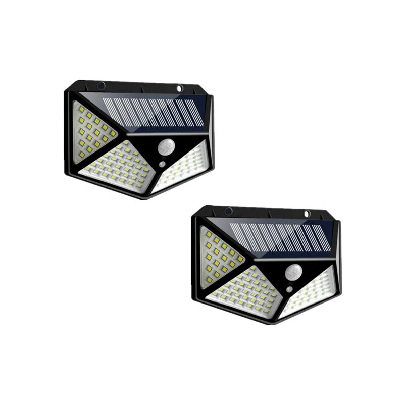 2 sztuki 100 diod LED Solar Wall Light Outdoor IP65 Wodoodporny Czarny