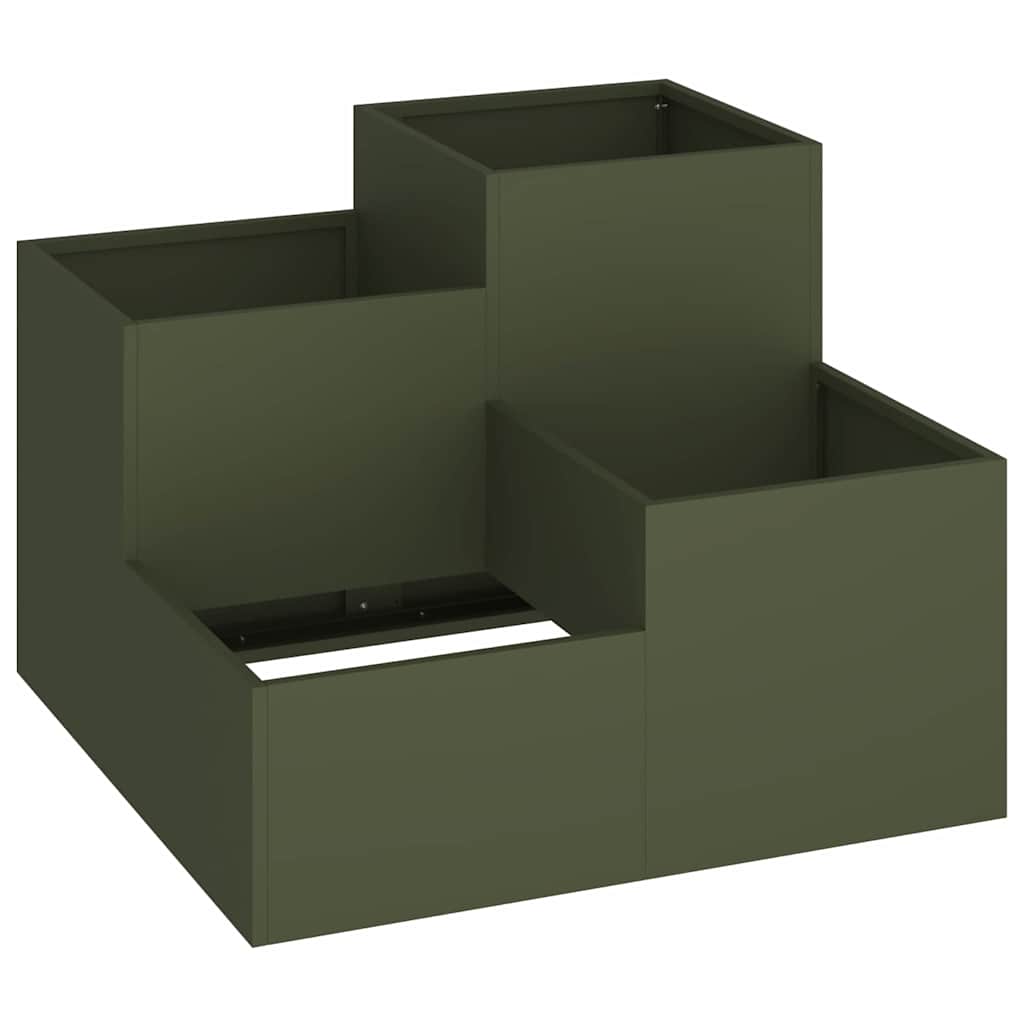 Doniczka ogrodowa oliwkowy 80 x 80 x 60 cm Stal