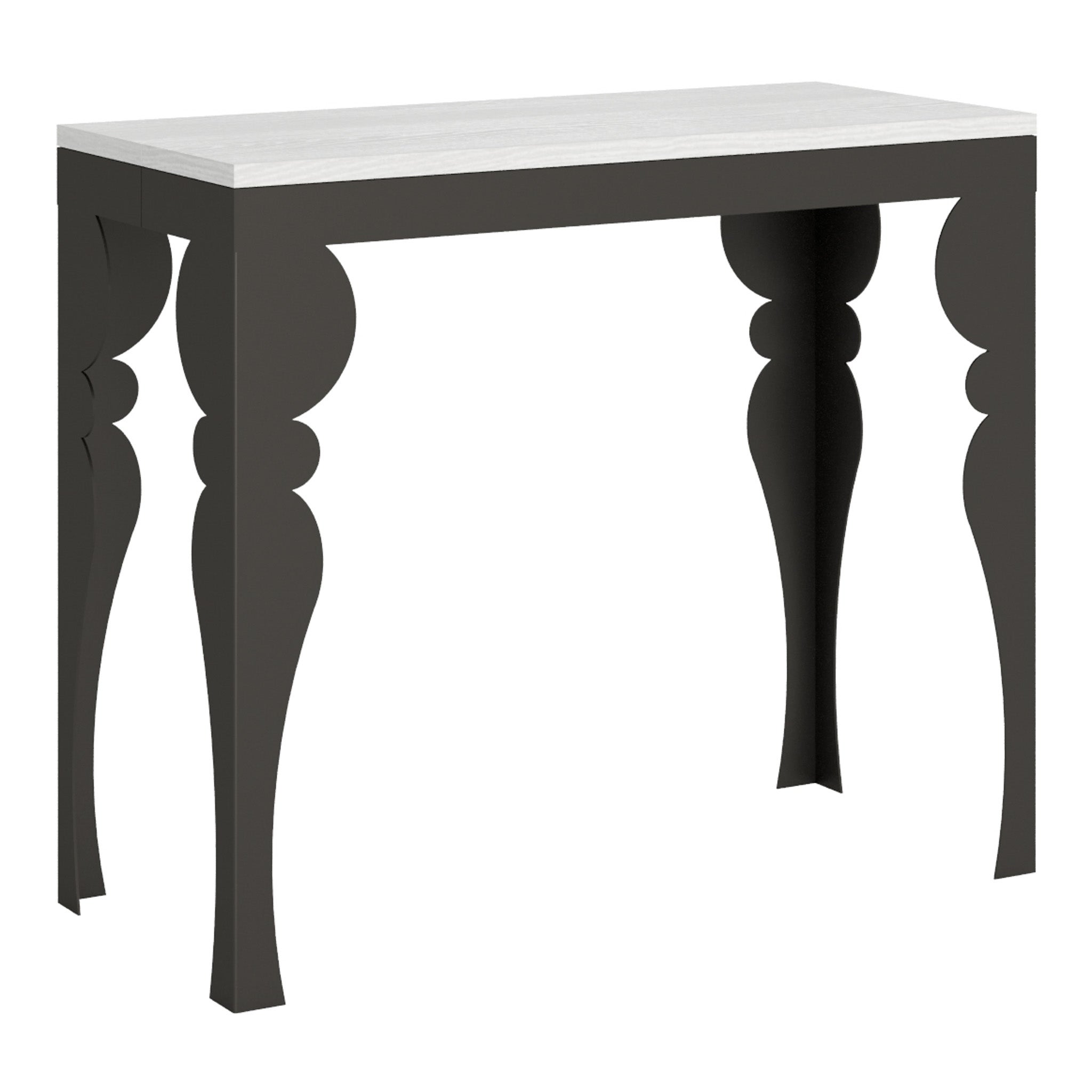 Mesa consola Paxon Evolution, fresno blanco, 90x40 cm, extensible hasta 300 cm.