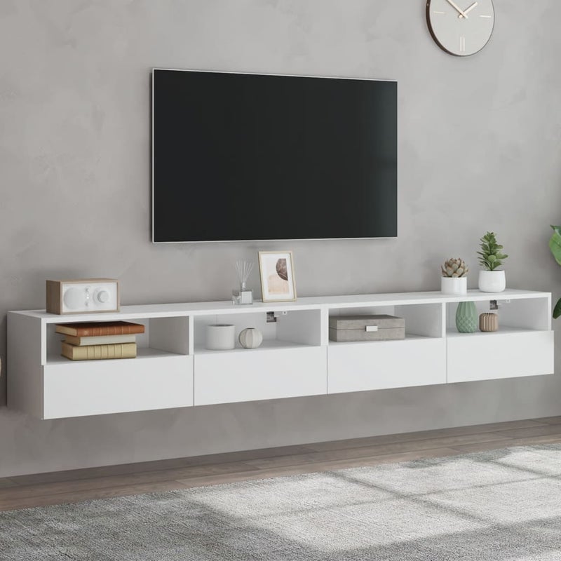 vidaXL Ścienne szafki TV, 2 szt., białe, 100x30x30 cm