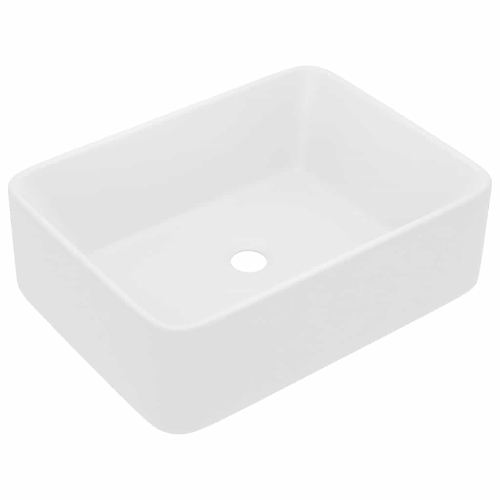 Umywalka Nablatowa Ceramiczna Prostokątna Biała do Łazienki 41 cm