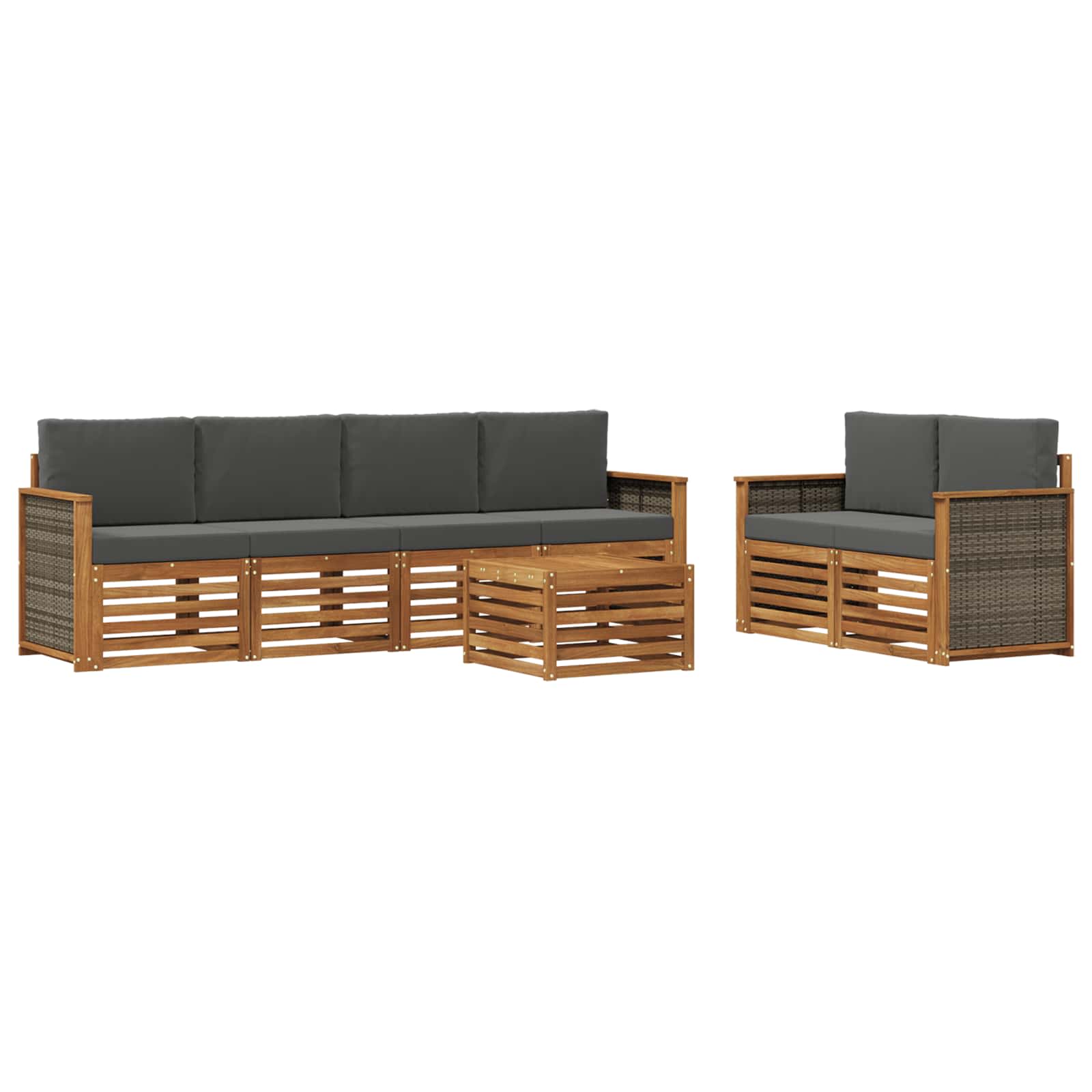 Zestaw sof na zewnątrz z poduszką 7 pcs Naturalny i Antracytowy