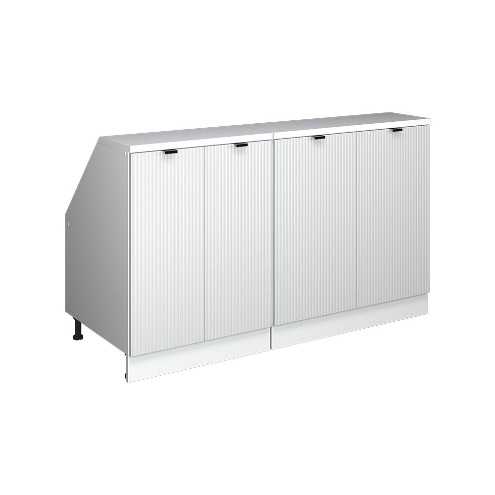 Vicco Zestaw szafek na dach skośny Rion, Białe pofałdowanie, 140 cm Zestaw 2 korpusów szafy głębokość 60 cm