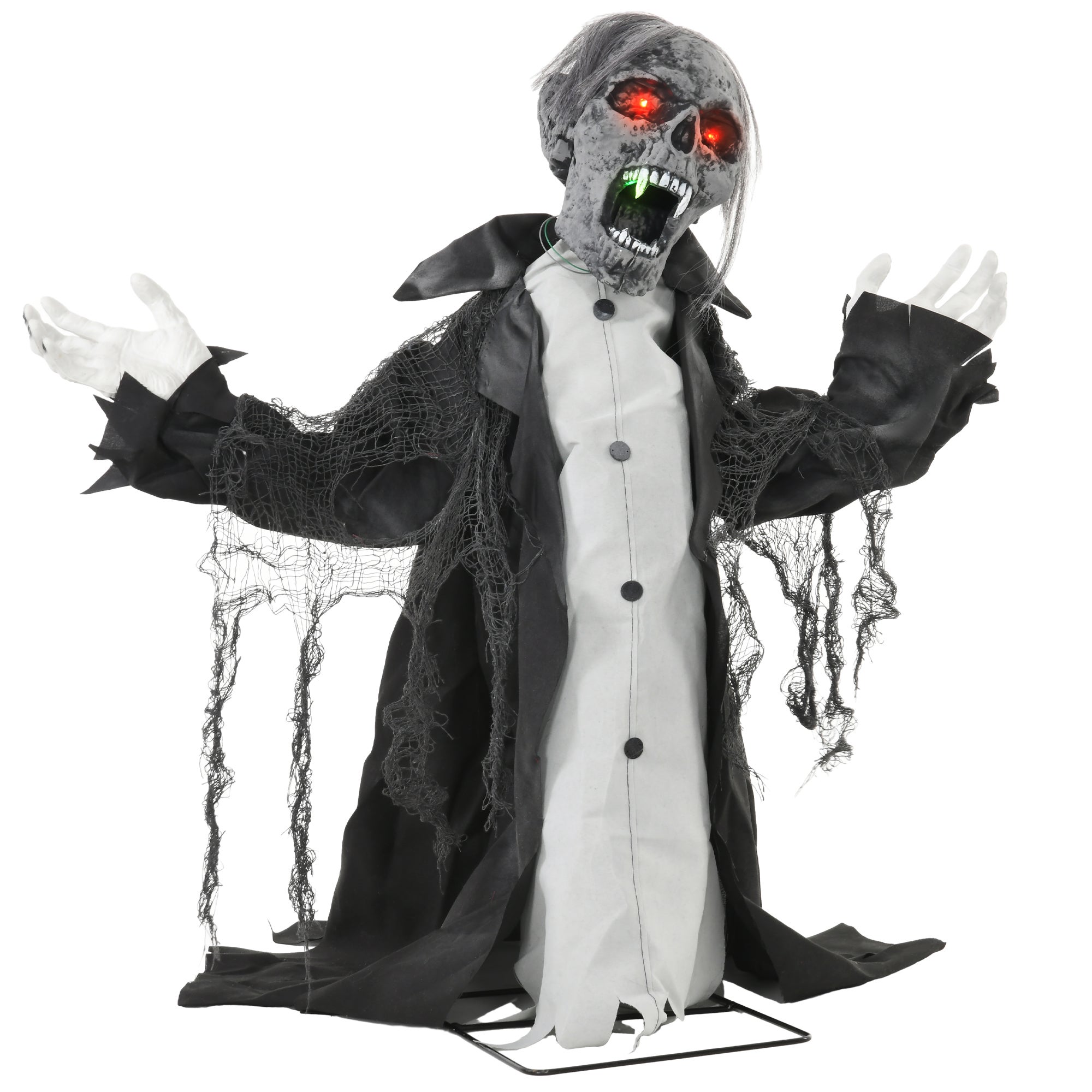 Dekoracja na Halloween, szkielet/zombie, ruchoma, czujnik ruchu, diody LED i efekty dźwiękowe, 75 cm