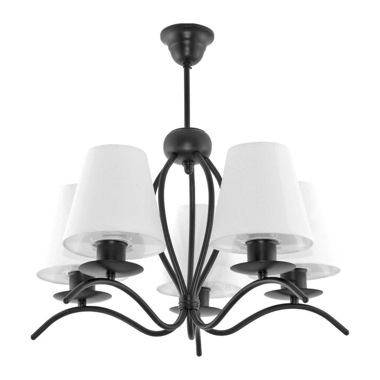 Żyrandol czarny industrialny loft RAMONA NEGRO do salonu 5xE27 białe abażury Edylit