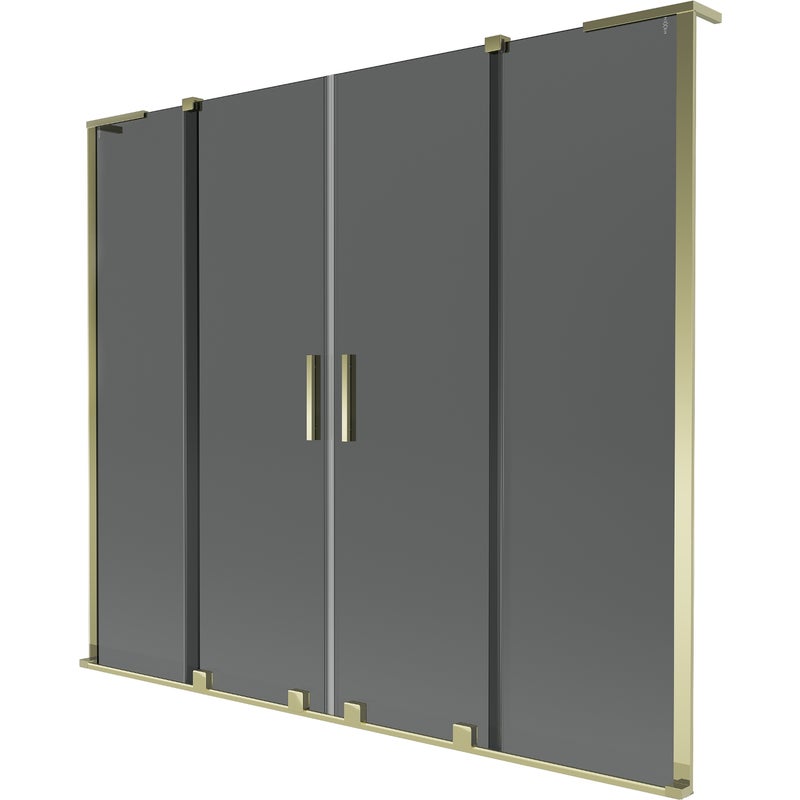 Mexen Velar L Duo parawan nawannowy 2-skrzydłowy rozsuwany 180 x 150 cm, grafit, złoty - 896-180-003-42-50