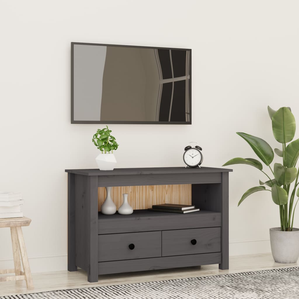 Szafka pod telewizor, szara, 79x35x52 cm, lite drewno sosnowe vidaXL