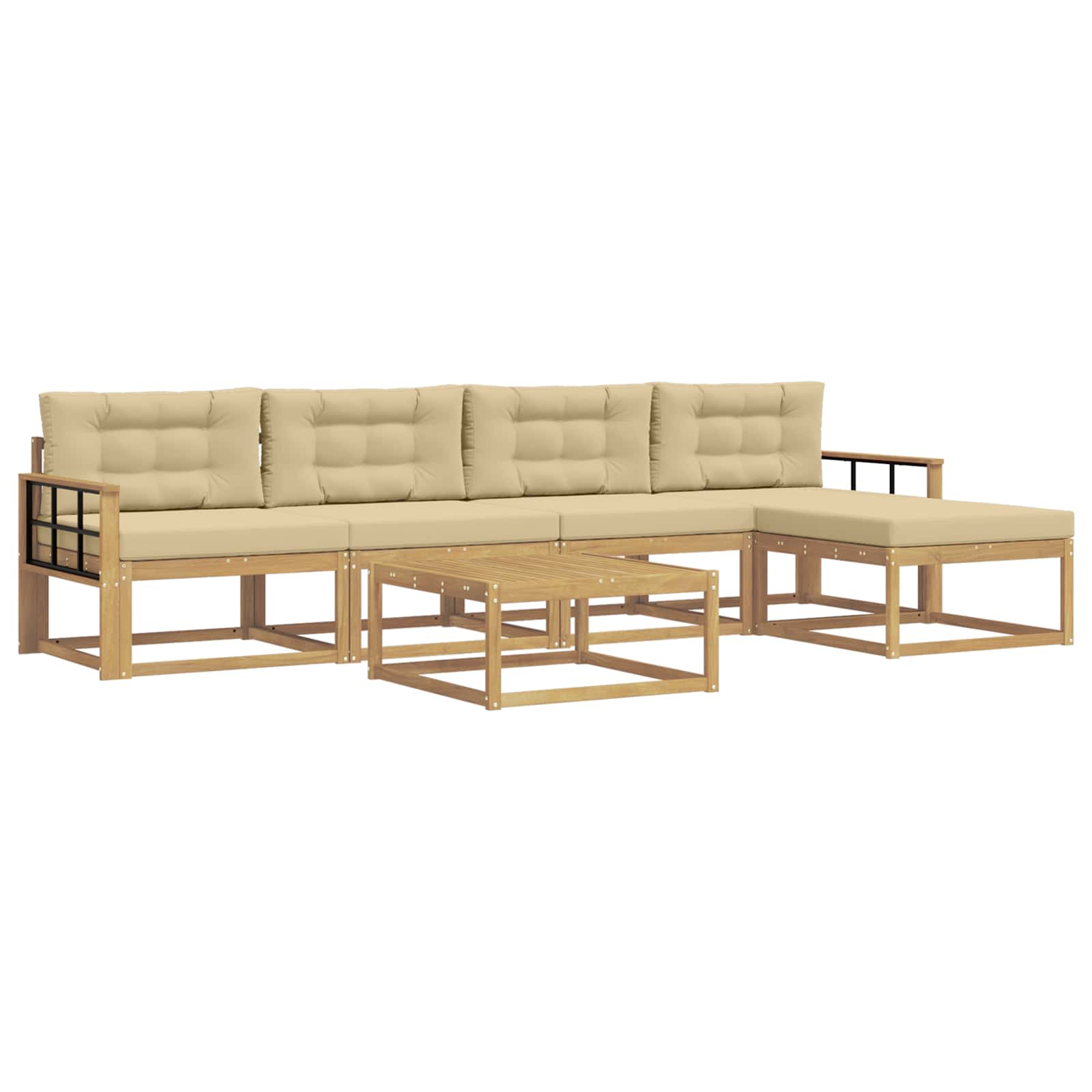Zestaw sof na zewnątrz 6 pcs Biały i Beżowy 79 x 79 x 37 cm