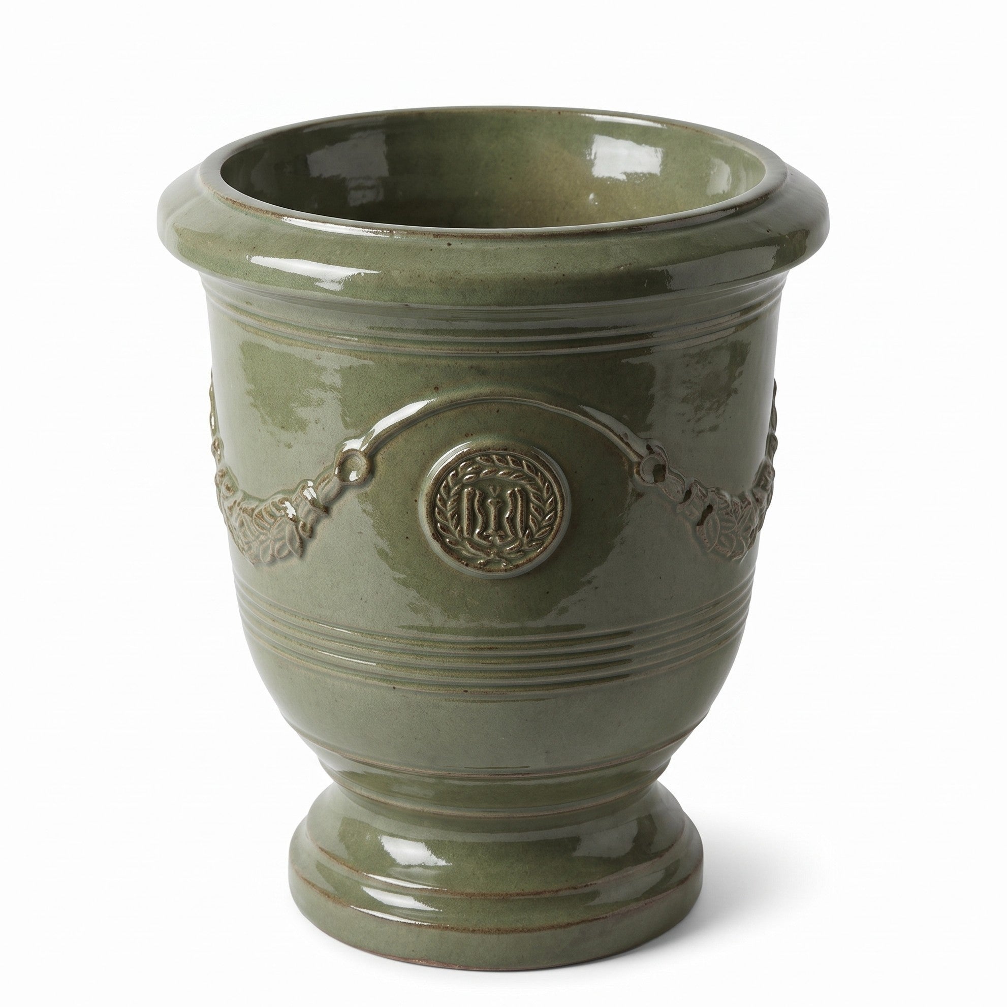 Donica ceramiczna Provencelia RICHELIEU Perłowa zieleń, sred.46 x H56 cm, mrozoodporna, rękodzieło, szkliwiona