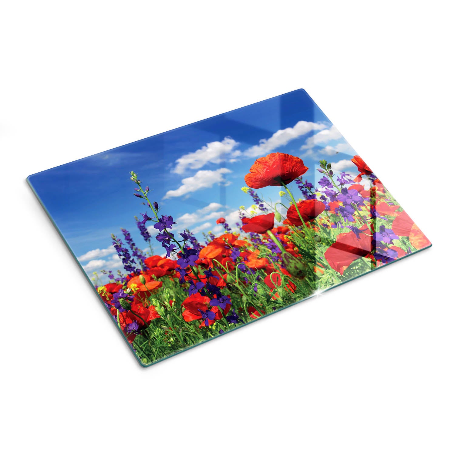 Szklana deska kuchenna z eleganckim nadrukiem - Polne Kwiaty - 30x40 - Tulup