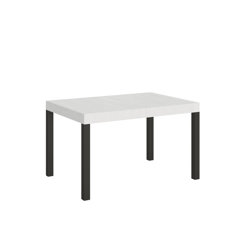 Mesa de uso diario de 90x120/224 cm con estructura antracita y 10 cómodas plazas. Fresno blanco.