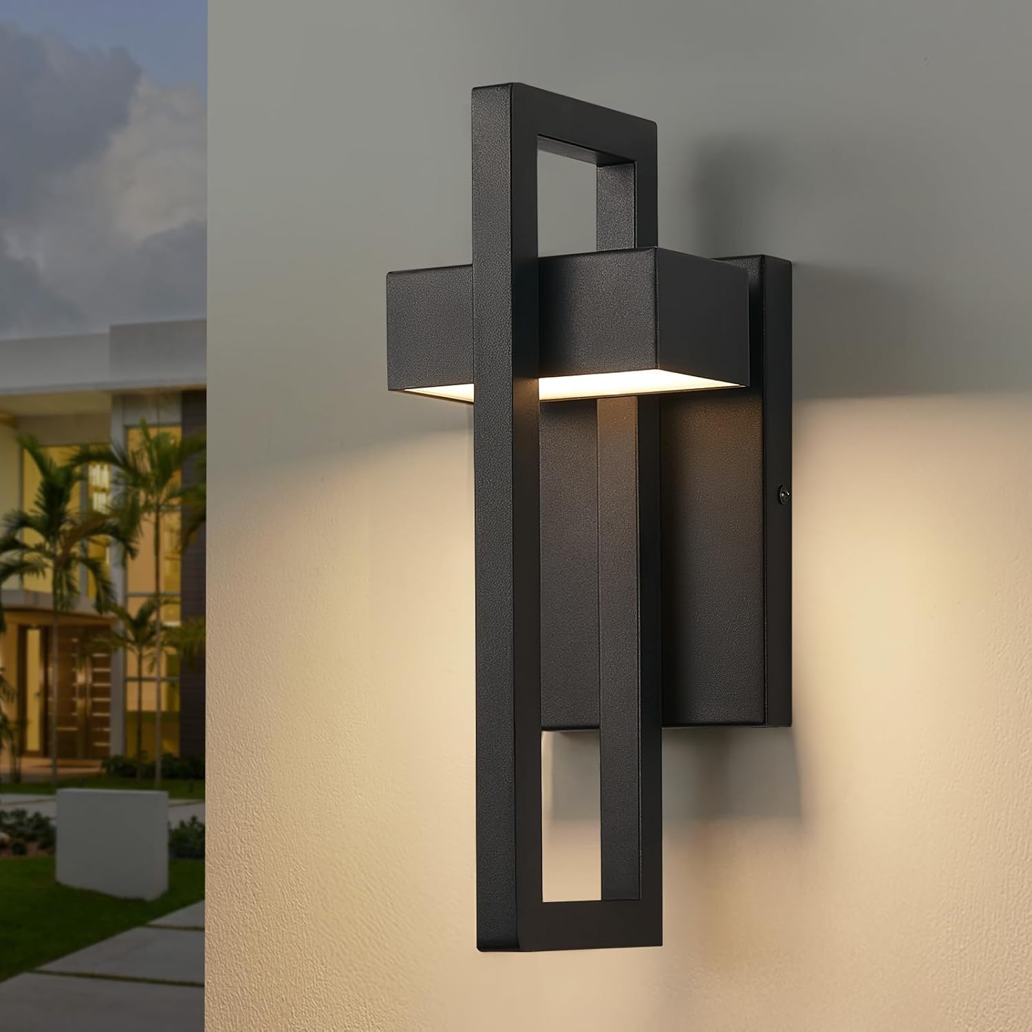 Nowoczesna lampa ścienna zewnętrzna, matowoczarna lampa ścienna zewnętrzna, najmniejszy rozmiar.