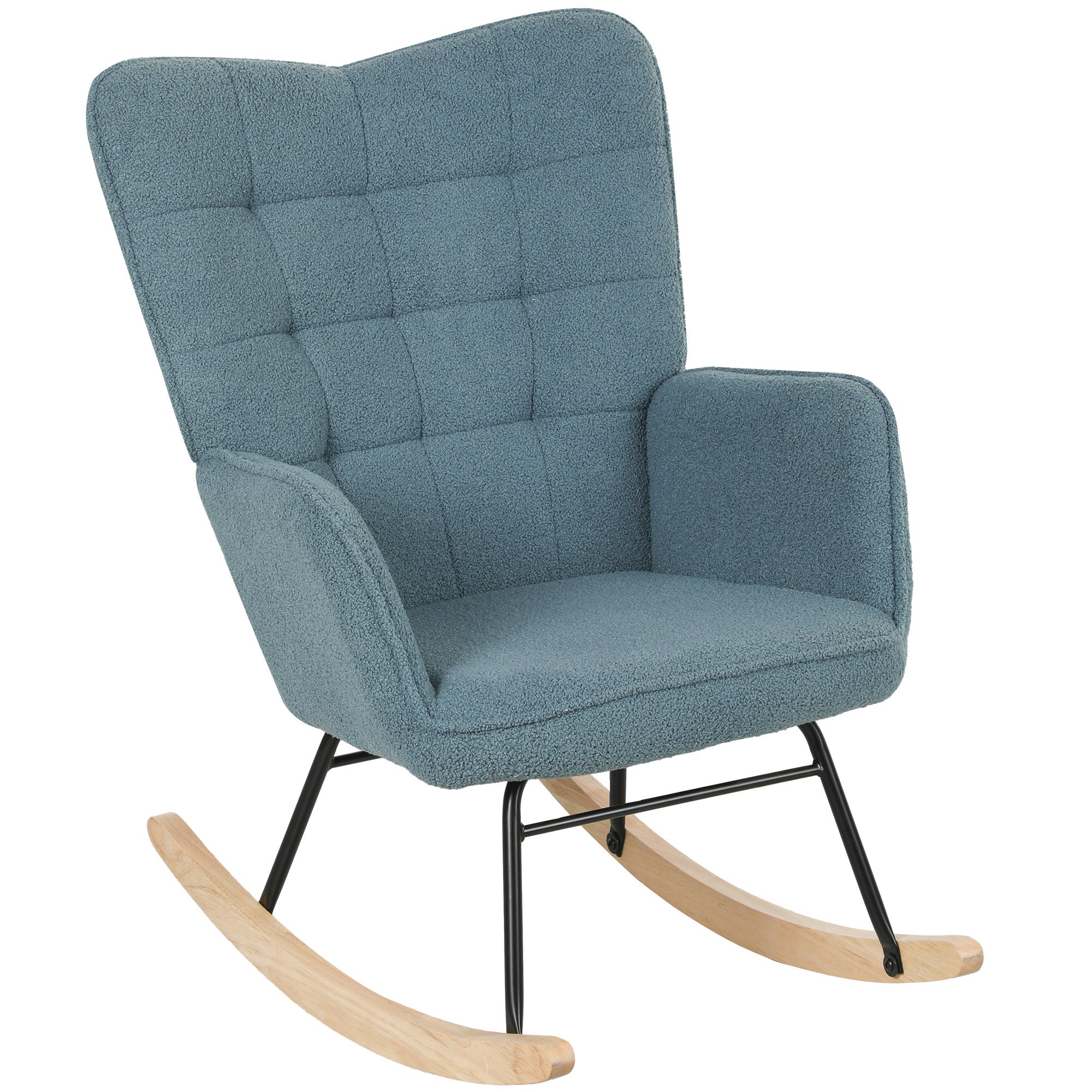 Fotel bujany, ergonomiczny kształt, nogi z litego drewna, do 120 kg, jasnoniebieski