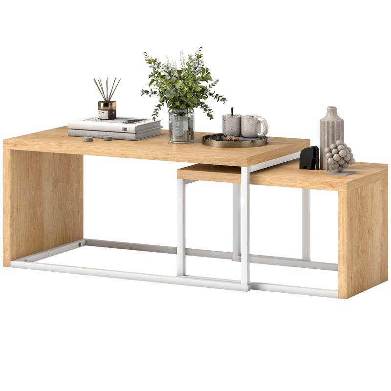 2 metalowe stoliki kawowe do salonu o wymiarach 90x48x42 cm i 59x42x36 cm
