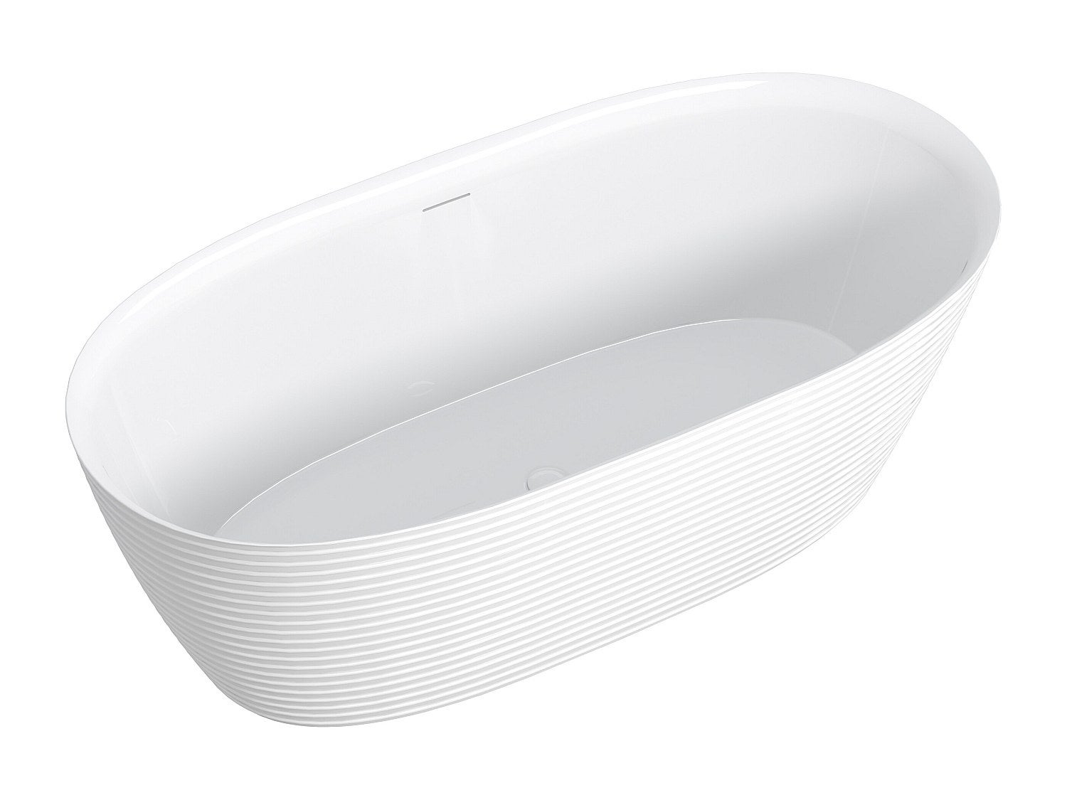 Prążkowana wolnostojąca wanna akrylowa - 242 L - 160 x 78 x 59 cm - Biała - ZAFIRO