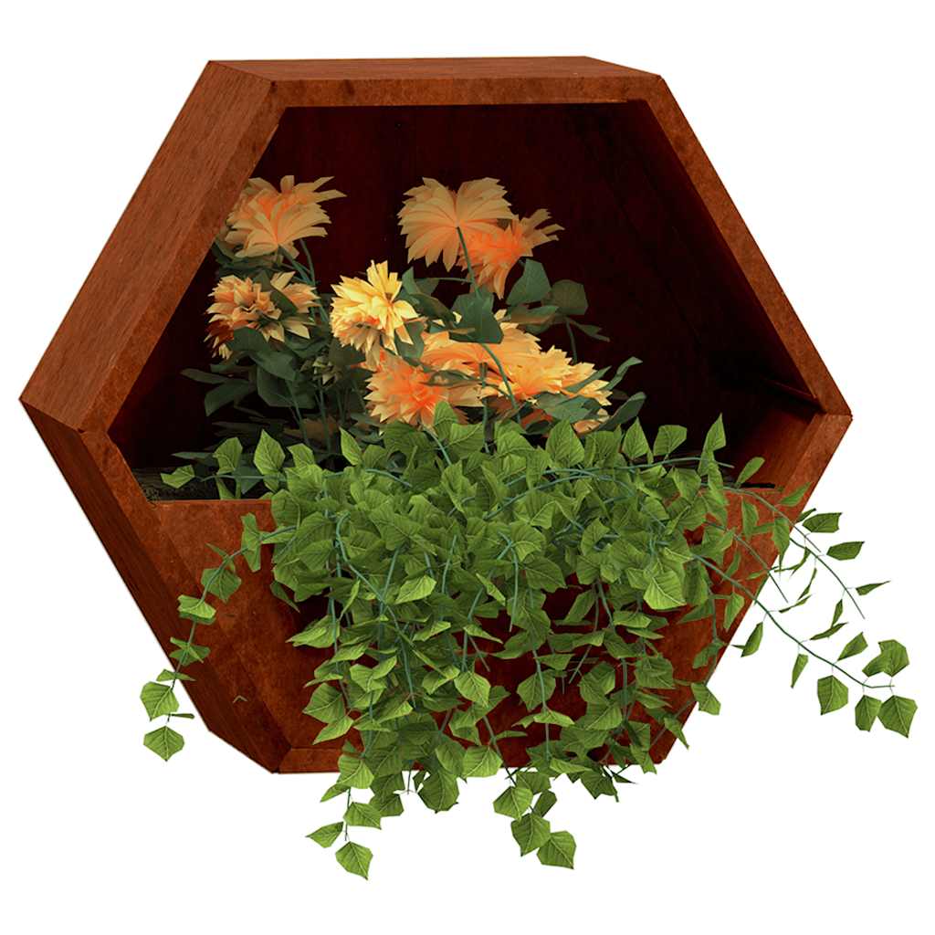 Doniczki ścienne, 2 szt., rdzawe, stal kortenowska, 30x10x25 cm