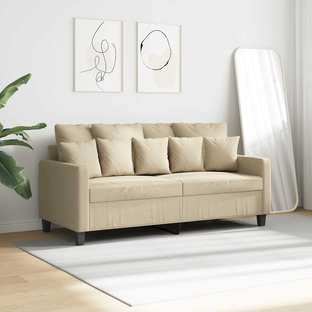 2-osobowa sofa, kremowa, 140 cm, tapicerowana tkaniną