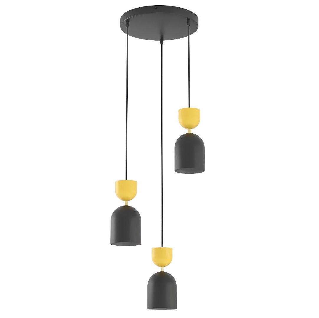 Lampa wisząca dekoracyjna czarno-pomarańczowa okrągła kielichowe klosze 3xE14 10W GAUDI Emibig