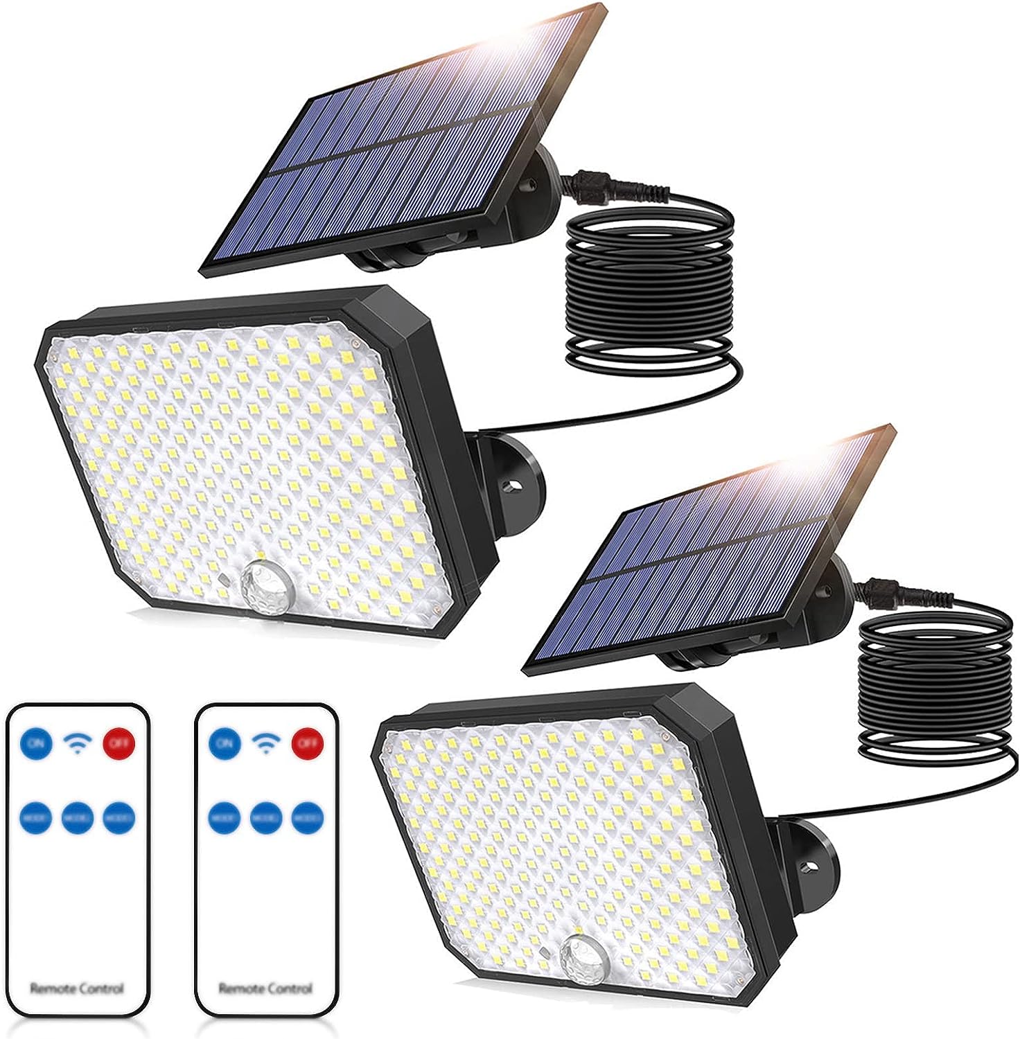 Zestaw zewnętrznych lamp solarnych z czujnikiem ruchu i pilotem zdalnego sterowania Wodoodporne lampy bezpieczeństwa do garażu na zewnątrz