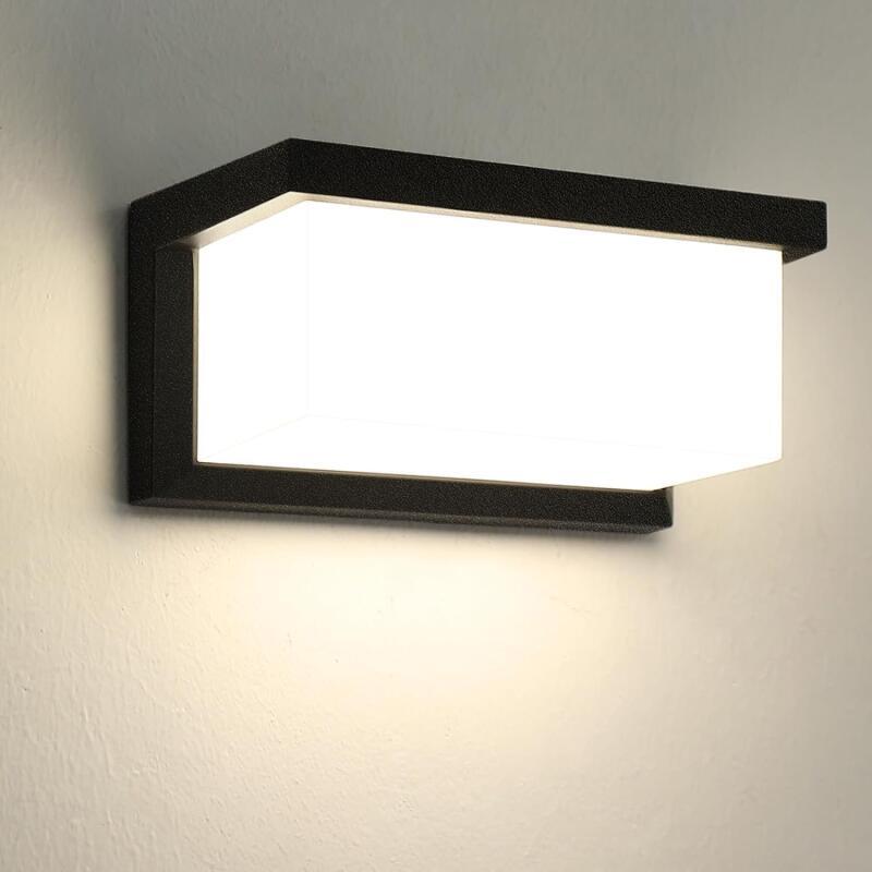 Kinkiet LED, 12 W, białe światło 6000 K, wodoodporny IP65, nadaje się do użytku na zewnątrz, typ B, 26 x 12 x 12 cm, czarny.