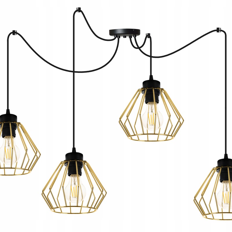 Lampa sufitowa wisząca Light Home LH Santos Pająk 4x E27 60W złoty